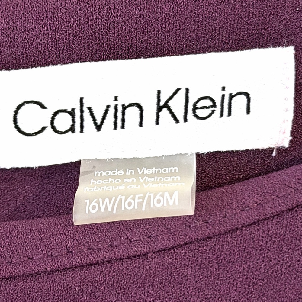 Calvin Klein Plum Bell-Sleeve Sheath Dress Size 16 - Picture 10 of 12